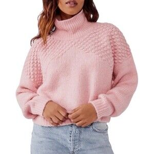 Free People Sweater  Pullover Bradley Pink Preppy Boho Comfy Holiday Top XS New